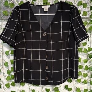 URBAN Romantics Black and White Grid Button Down Shirt